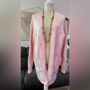 🩷SOFT, COZY, KNEE LENGTH, PINK LEOPARD PRINT SWEATER CARDIGAN WITH POCKETS 🩷